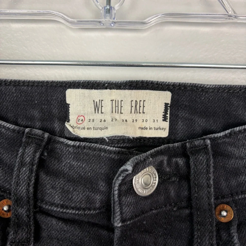 We The Free Distressed Skinny Jeans Black Faded Fitted Denim Casual Size 24